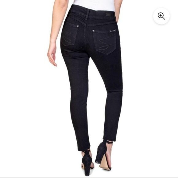 Seven7 Skinny Black Stretch Denim Jeans High Rise Casual Chic Edgy Vibe Size 8 - Picture 8 of 16